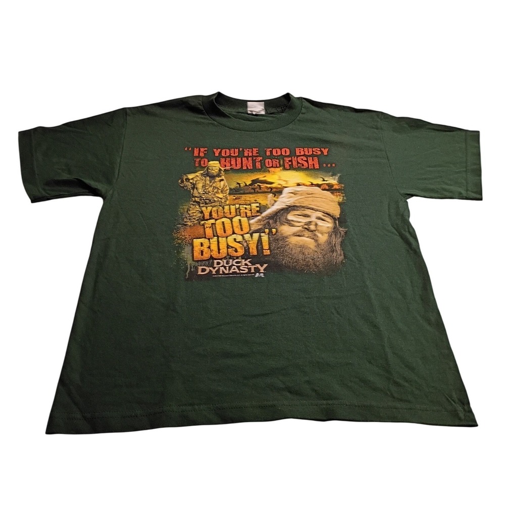 Duck Dynasty Si Robertson Graphic T-Shirt Green Youth XL Alstyle Hunting Fishing